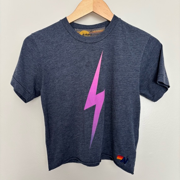 Aviator Nation Bolt boyfriend tee Blue Size XS EUC - Picture 3 of 9